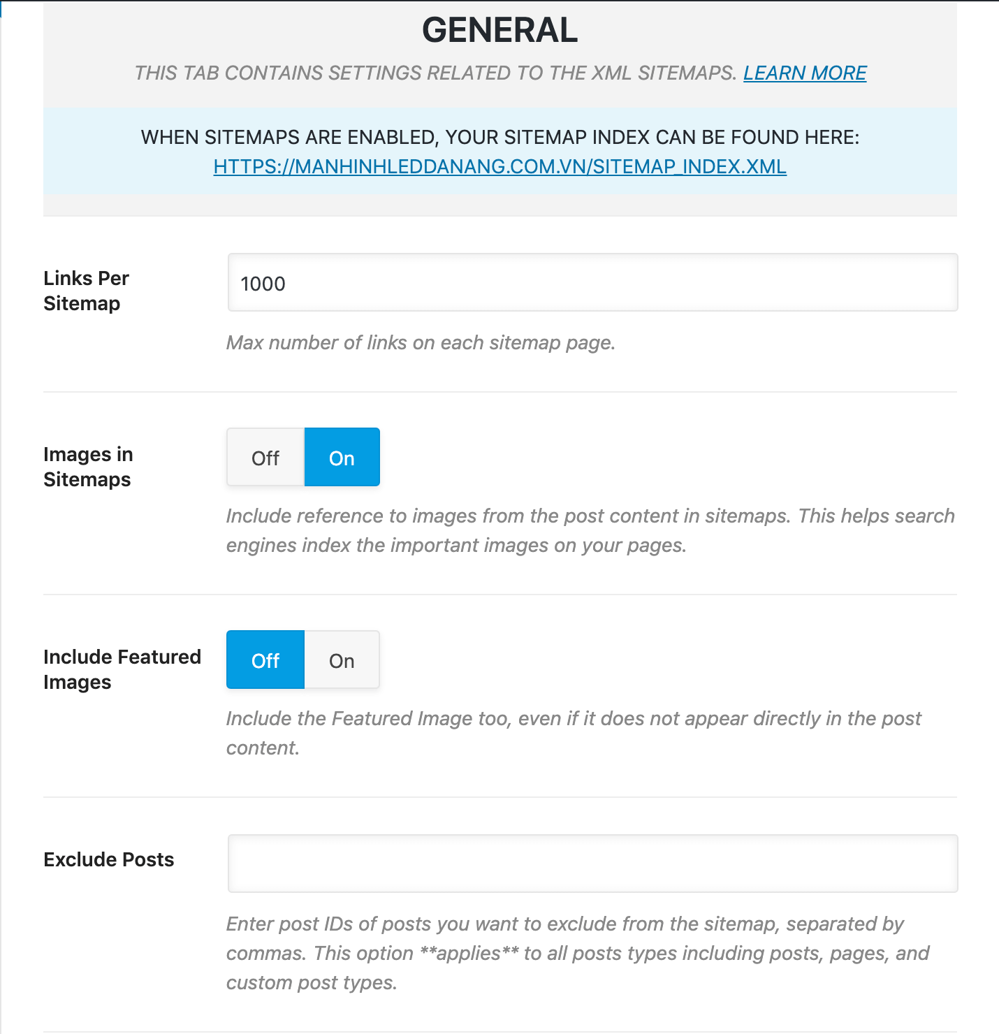 Tuỳ chỉnh sitemap rank math seo