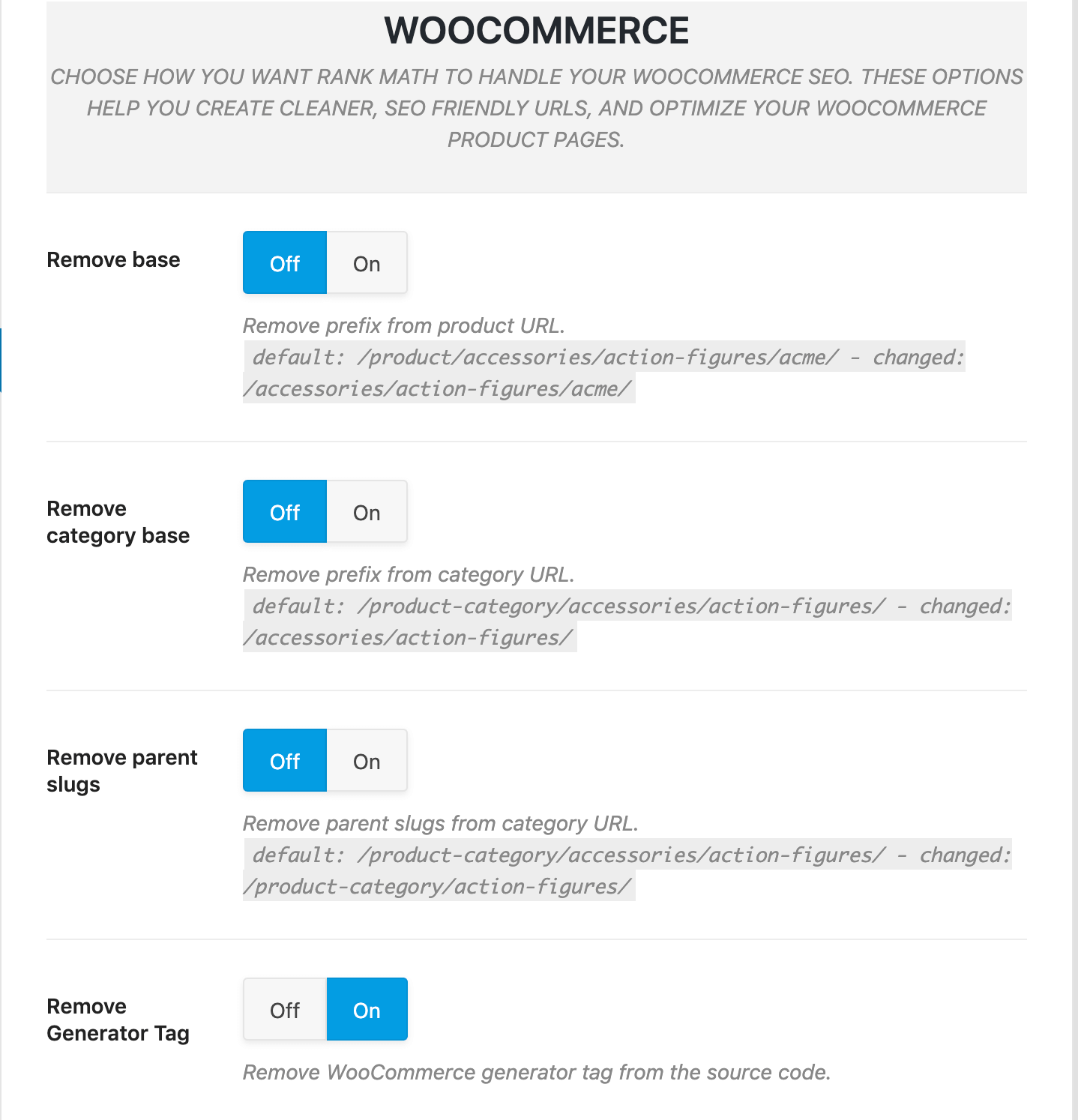 Tuỳ chỉnh woocommerce trong rank math seo