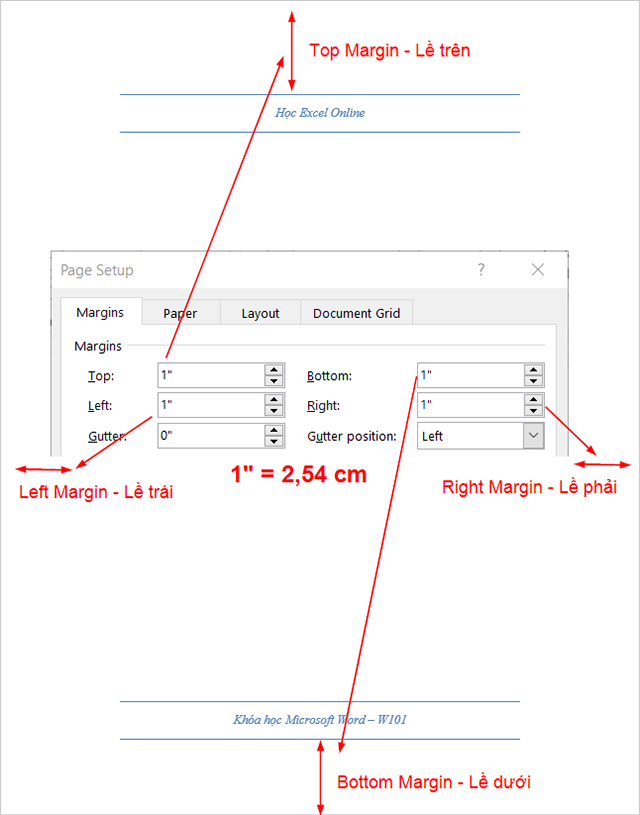 Cách căn lề bằng page setup