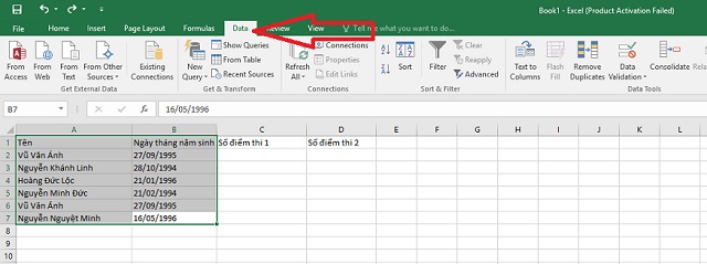 Bôi đen toàn bộ phần dữ liệu cần lọc rồi chọn Data