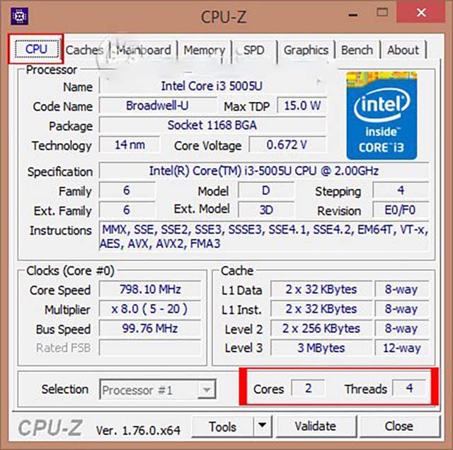 xem cấu hình máy tính bằng CPU-Z 1