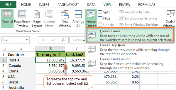 Cách cố định dòng, cột, hàng trong excel