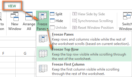 Cố định dòng đầu trong excel