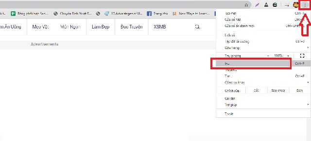 Vào trang muốn copy, kích vào biểu tượng ba chấm rồi chọn In (Print)