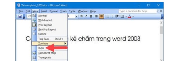 Trong View, chọn ruler