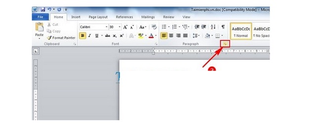 Kích chọn thẻ Home, chọn mục Paragraph