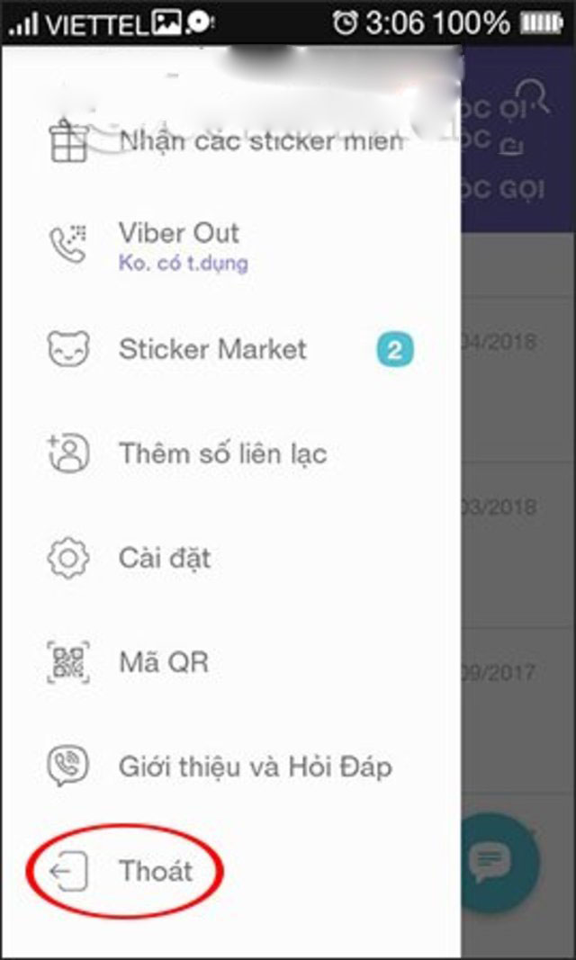 cách thoát viber trên android 1