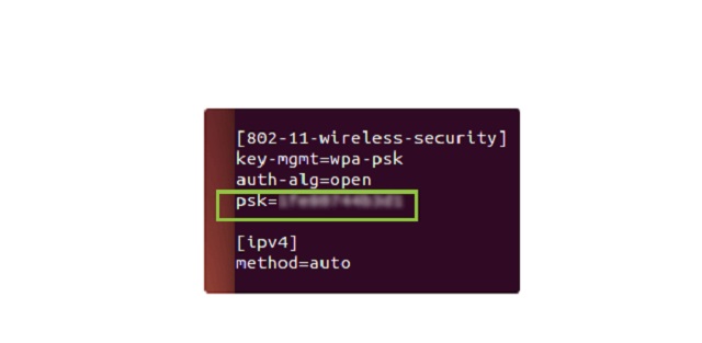 Tìm đến phần [wifi security], mật khẩu wifi sẽ nằm ở phía sau: "psk="