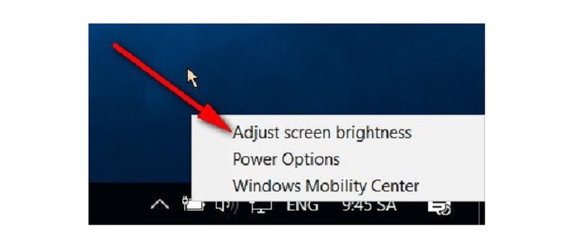 Chọn mục Adjust screen brightness 