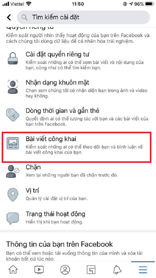 Chọn mục bài viết công khai 