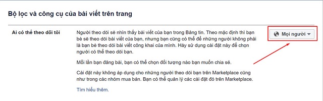 Ở mục ai có thể theo dõi tôi, hãy chọn chế độ mọi người