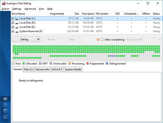 Công cụ Auslogics Disk Defrag