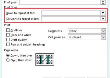 lặp tiêu đề trong excel 2016 2013 2010 2