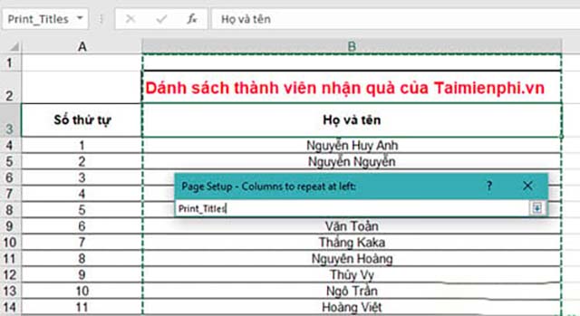 lặp tiêu đề trong excel 2016 2013 2010 5