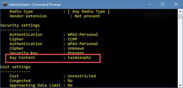 xem mật khẩu wifi bằng command prompt 4