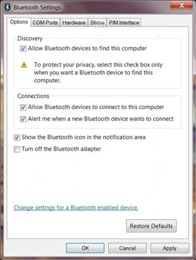 bật bluetooth trên hệ điều hành win 7 2