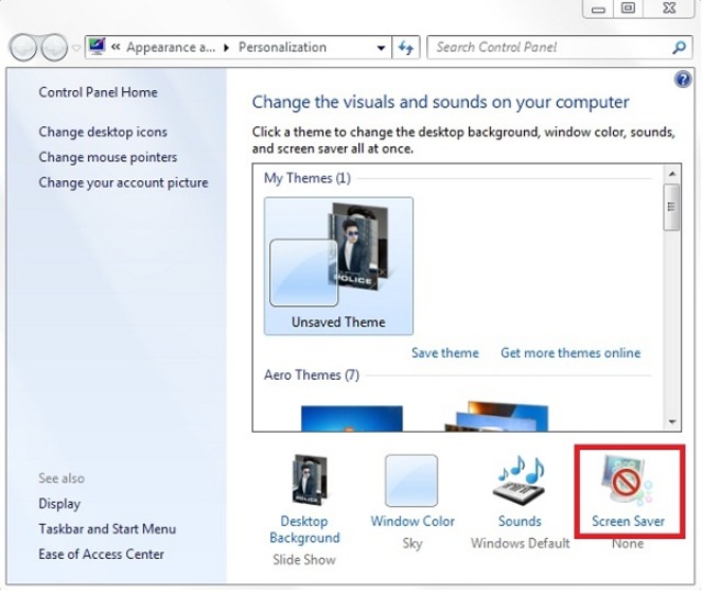 cách khóa màn hình bằng screen saver 2
