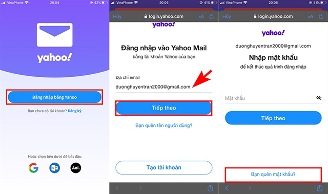 Cách lấy lại mật khẩu Yahoo 