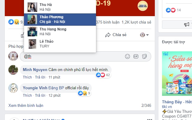 Tag tên trên facebook 