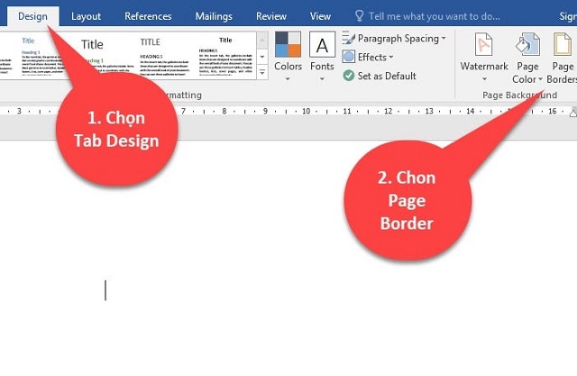 Chọn mục page Border