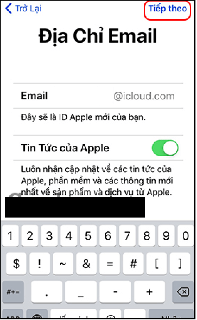 đăng ký tài khoản icloud thiết bị ios 7