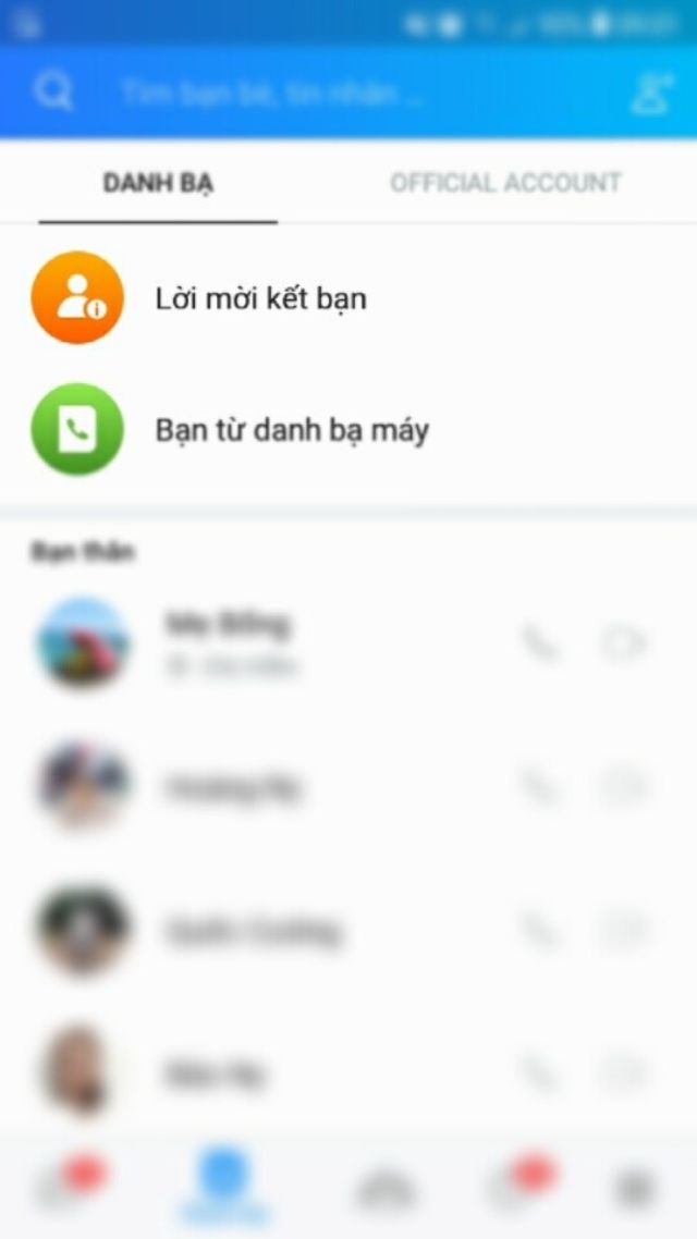 Vào zalo, tìm danh bạ và chọn tên người mà bạn đang muốn tìm số