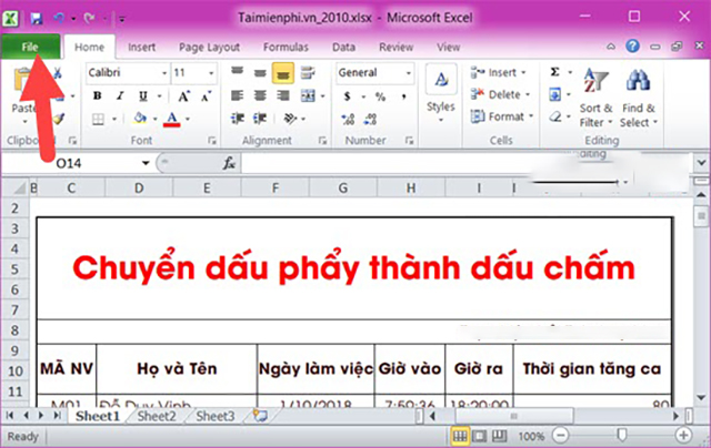 đổi dấu phẩy thành dấu chấm excel 2010 1