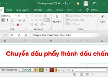đổi dấu phẩy thành dấu chấm excel 2019 1