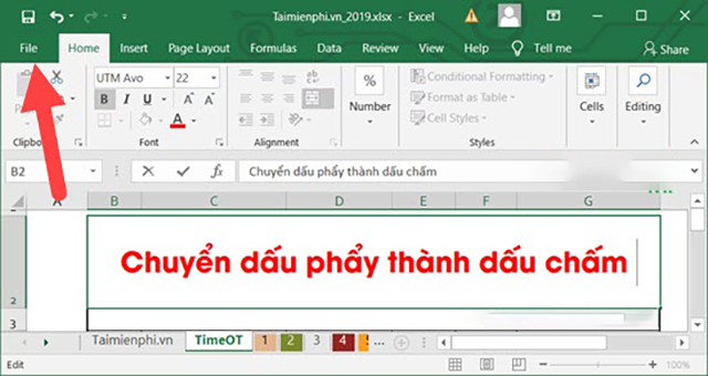 đổi dấu phẩy thành dấu chấm excel 2019 1