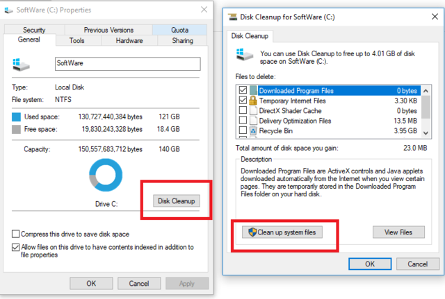 dọn rác bằng disk cleanup 2