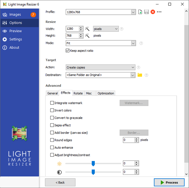 phần mềm giảm dung lượng ảnh Light Image Resizer