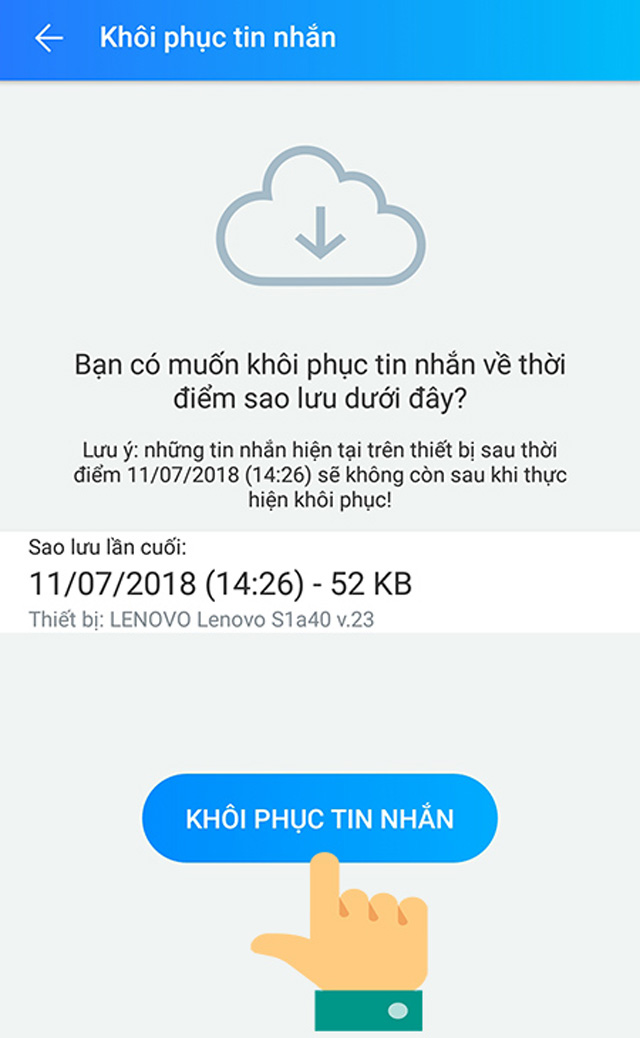 Cách khôi phục tin nhắn Zalo 1