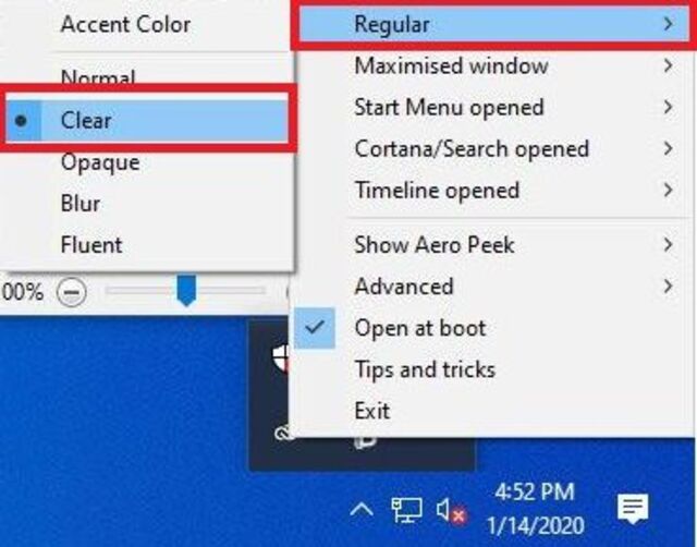 Cách làm trong suốt thanh taskbar win 10 5