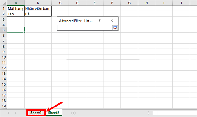 Cách lấy dữ liệu từ sheet này sang Sheet khác theo điều kiện sử dụng Advanced Filter 6