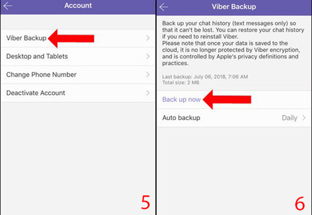 cách sao lưu tín nhắn trên Viber Iphone 3