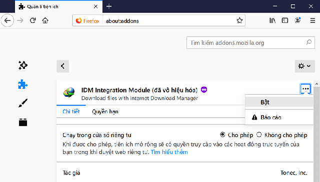 Cách sửa lỗi Internet Download Manager không tự bắt link trên Firefox 1