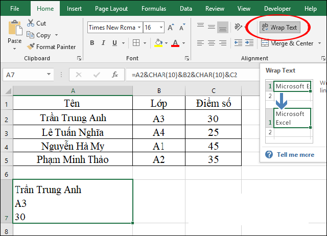 gộp nhiều ô excel 7