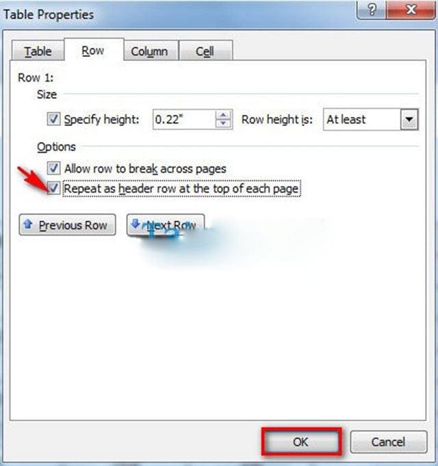 Lặp Lại Dòng Tiêu Đề Của Bảng Biểu Trong Word 2003 3