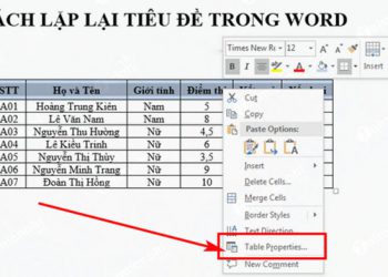 Lặp Lại Dòng Tiêu Đề Của Bảng Biểu Trong Word 2007, 2010