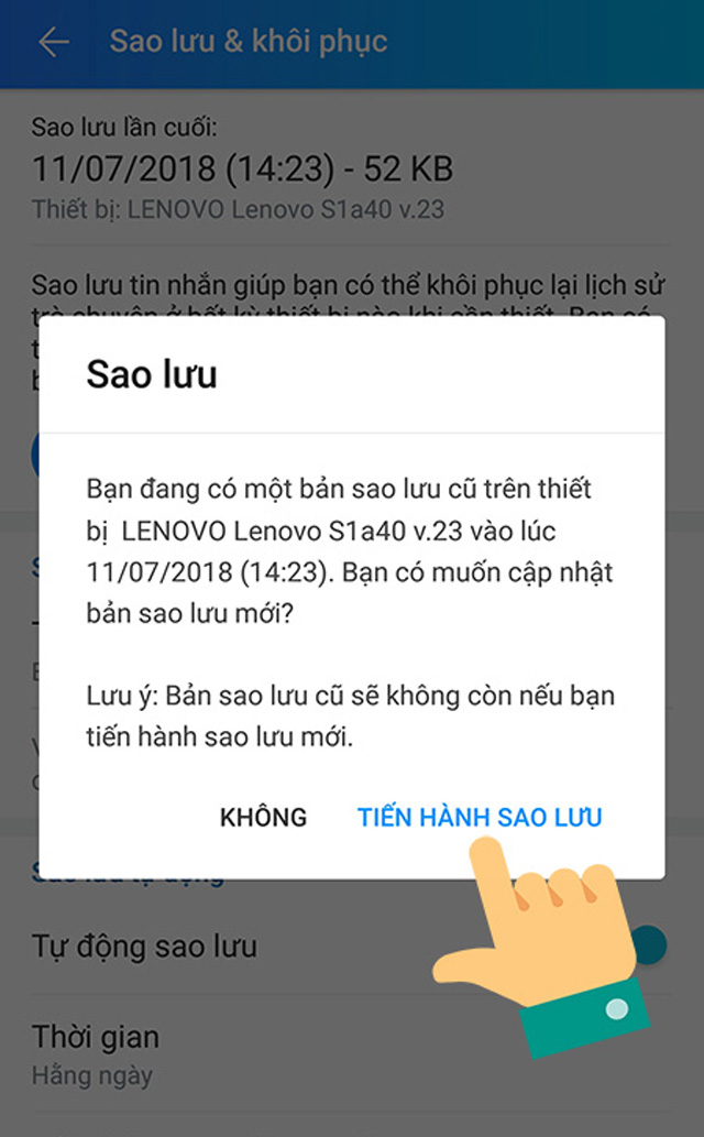 Sao lưu tin nhắn trên zalo 5