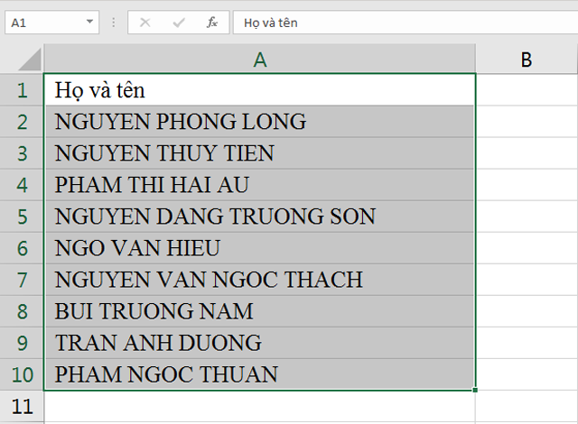 Sử dụng Sort để sắp xếp tên theo thứ tự 1