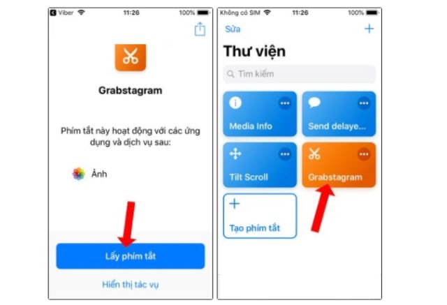 tải phím Grabstagram dành cho riêng ứng dụng Siri Shortcut