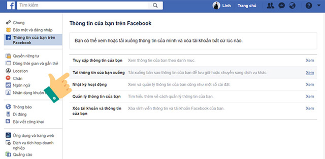 Tải lại dữ liệu lưu trữ từ Facebook 3