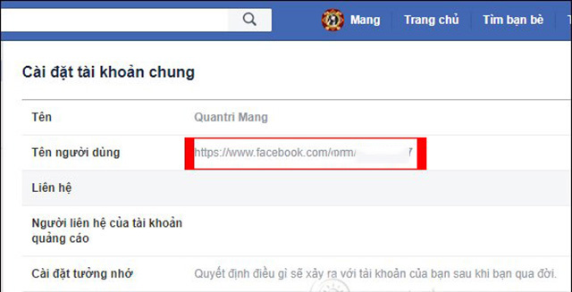 Cách đổi tên đăng nhập facebook 6