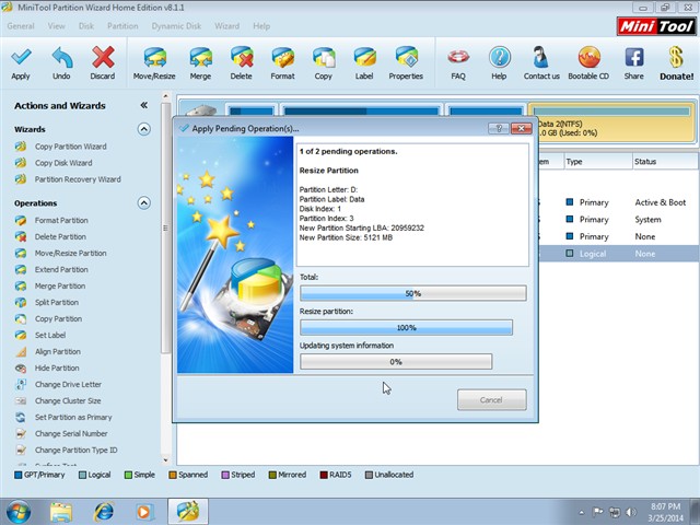 chia ổ cứng bằng MiniTool Partition Wizard Home Edition 10