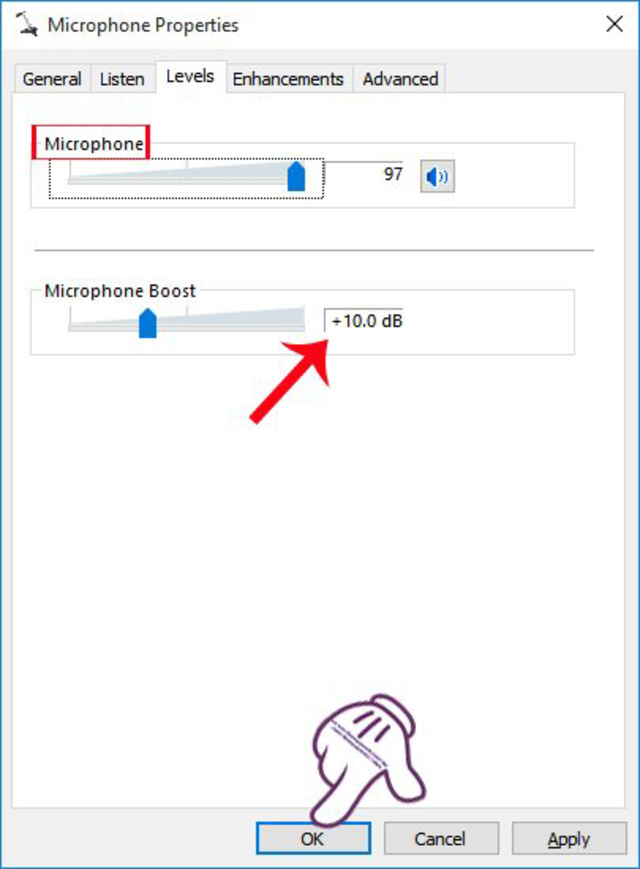 cách chỉnh mic win 10-16