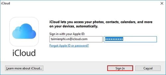 đăng nhập iCloud trên máy tính 4