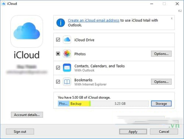 đăng nhập iCloud trên máy tính 