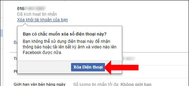 Thay đổi số điện thoại facebook bằng máy tính 8