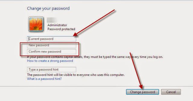 Cách đổi mật khẩu cho máy tính Windows 7 5